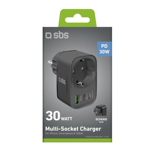 SBS Multi Socket Charger 30WATT Nero