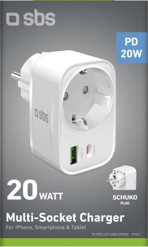 SBS Multi Socket Charger 20WATT Bianco