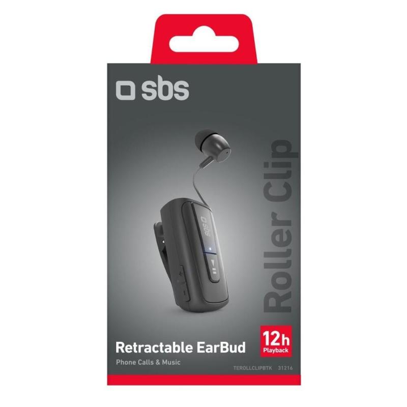 SBS Retractable Earbud Nero