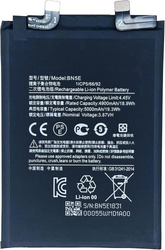Batteria De Grande Capacita 5000mAh BN5E Xiaomi Redmi Note 11Pro 5G Redmi Note 11Pro 4G Redmi Note 12Pro 4G Poco X4Pro 5G 21091116I 2201116SG 2201116TG 2201116TI 2209116AG 2209116AG 2201116PG (Prodotto Nello Stabilimento Di Deji, Senza Logo)