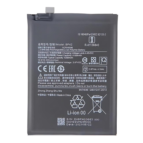 Batteria De Grande Capacita 4250mAh BP42 Xiaomi Mi 11Lite 4G Mi 11Lite 5G Mi 11Lite 5G NE M2101K9AG M2101K9AI M2101K9G 2109119DG 2107119DC 2109119DI (Prodotto Nello Stabilimento Di Deji, Senza Logo)
