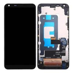 LG Q6 M700 Display ORIGINALE Cambiato Vetro + Cornice Nero