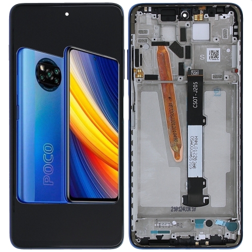 Xiaomi Poco x3 Poco x3NFC Poco x3Pro Display RIGENERATO + Frame Blu M2007J20CG M2007J20CT