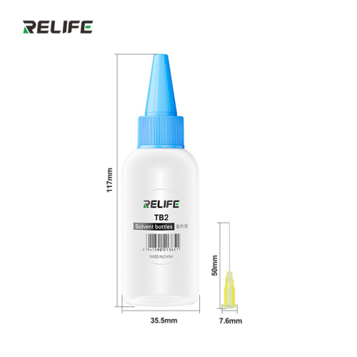 RELIFE 50ML Bottiglia di solvente Punta dell'ago, 1pezzo(colore a seconda della disponibilità)