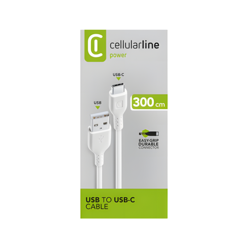 Cavo Cellularline Da USB-A a USB-C 300CM Bianco