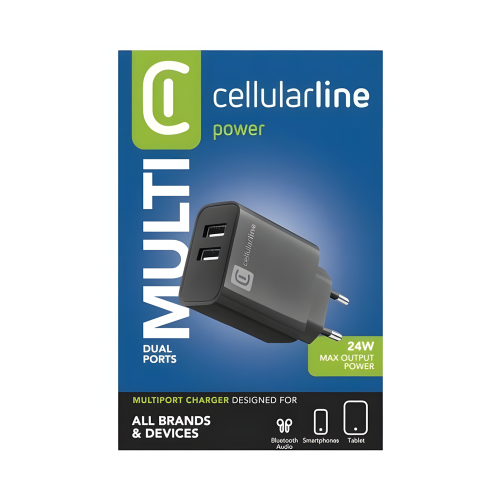 Cellularline Il MULTIPOWER 24W è un caricabatterie dotato di due porte USB.