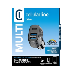 Cellularline Car Multipower Trio Caricabatterie da auto veloce con 3 porte