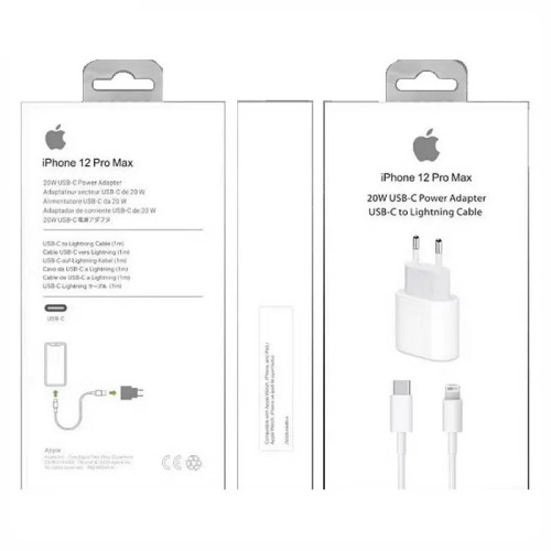 Adattatore Di Alimentazione USB-C Apple Da 20W (Versione Europea), Cavo Da USB-C A Lightning, Compatibile Con IPhone 12 Pro Max