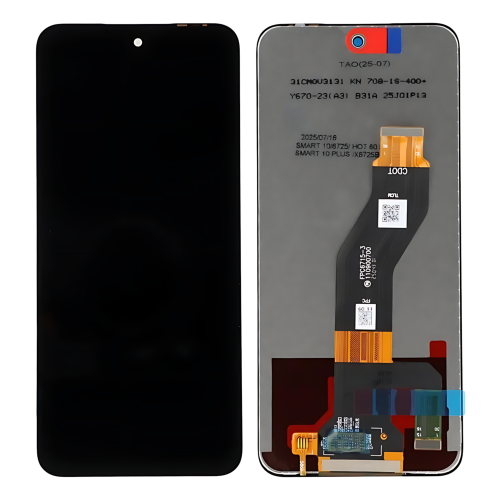 Infinix Smart 10 (X6725) Smart 9 (X6532) Smart 10 Plus (X6725B) Hot 60 (X6726) Tecno Spark Go 1 (KL4 KL4S) Pop 9 (KL4) Tecno Spark 30C (KL5 KL5N KL5S) Tecno Spark 30 5G (KL8 KL8S) Tecno Spark 30C 5G (KL8H) HOT 50 5G (X6720 X6720B) HOT 50I (X6531 X6531B) Itel P65 (A671L P671LN) Display ORIGINALE Senza Frame Nero
