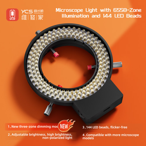 **Offerta! YCS 6558 Microscopio Anello luminoso Luce regolabile 144 Perline lampada