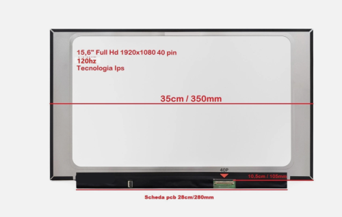 Offerta! N156HRA-GAA REV.C1 Display LCD 15,6 LED FHD 1920X1080 40 PIN 120Hz. Lucido o Opaco a seconda della disponibilità