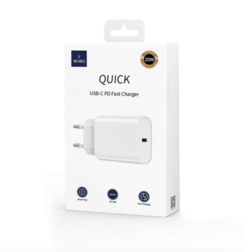 WIWU WI-UO01 QUICK 20W PD CARICATORERICARICA RAPIDA BIANCO