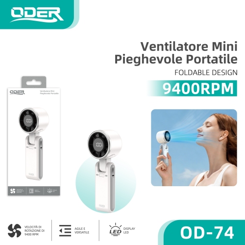 OD-74 Mini ventilatore con display digitale Bianco