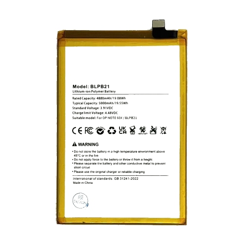 高容量电池 5000MAH BLPA83 BLPB21 Realme C61 RMX3930 Realme C63 RMX3939 Realme Note 60 RMX3933 Realme Note 60X RMX3938 OPPO A5Pro 5G CPH2695 (DEJI 工厂生产，没Logo)