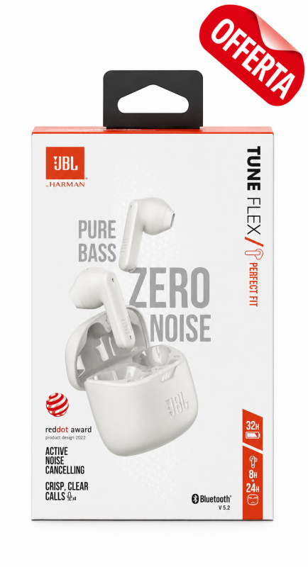JBL TUNE FLEX PURE BASS ZERO NOISE Bianco