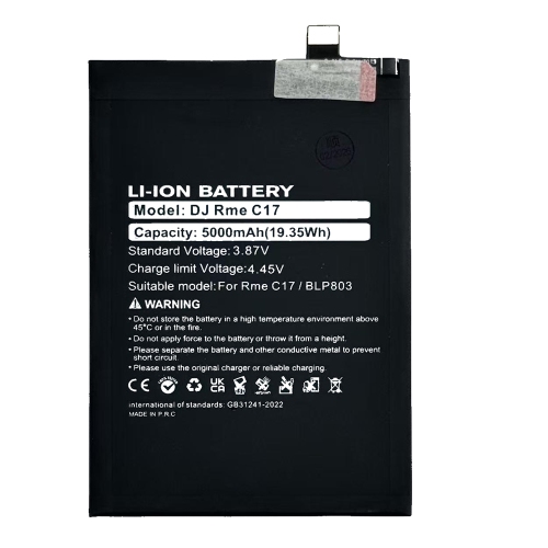 高容量电池 5000mAh BLP803 Realme 8 5G RMX3241 Realme Narzo 30 5G Realme 7i RMX2103 RMX2193 Realme C17 Realme V6 Realme V3 Realme Q3i OPPO A53 CPH2127 CPH2131 OPPO A53S CPH2139 CPH2135 OPPO A32 OPPO A73 (DEJI 工厂生产，没Logo)