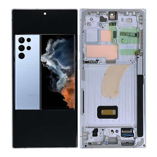 Samsung S23Ultra 5G S918B Display Originale + Frame Service Pack Blu Chiaro / Lime