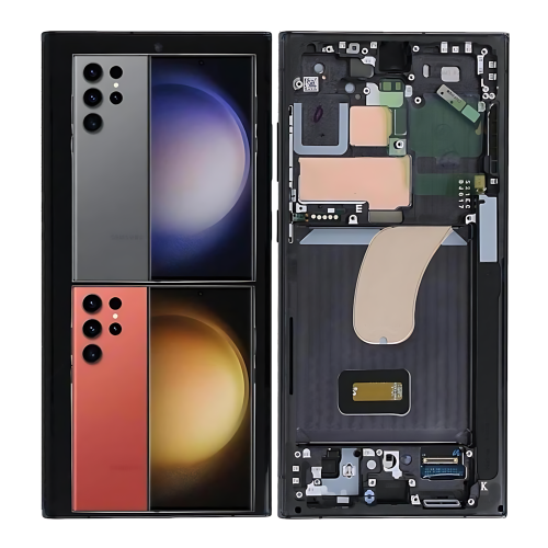 Samsung S23Ultra 5G S918B Display Originale + Frame Service Pack Graphite Gray / Rosso