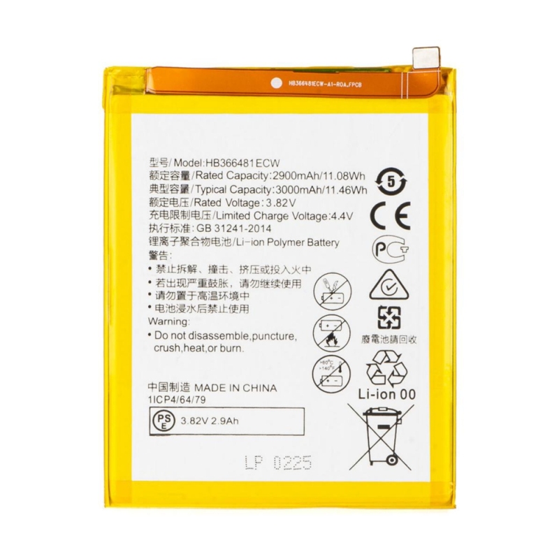 Batteria HB366481ECW Huawei P9Lite P9 P Smart P20Lite Honor 8 Y7 2018 Y7Pro 2018 Enjoy 8 P8Lite 2017 P10Lite Honor 6C Pro Y6 2018 Honor 7A Y7Prime 2018 Honor 5C Honor 7Lite GT3 Honor 9Lite G9Lite