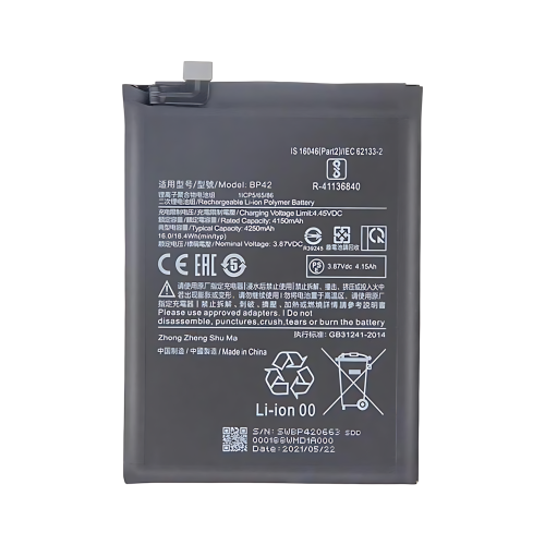 Batteria De Grande Capacita 4250mAh BP42 Xiaomi Mi 11Lite 4G Mi 11Lite 5G Mi 11Lite 5G NE M2101K9AG M2101K9AI M2101K9G 2109119DG 2107119DC 2109119DI (Prodotto Nello Stabilimento Di Deji, Senza Logo)