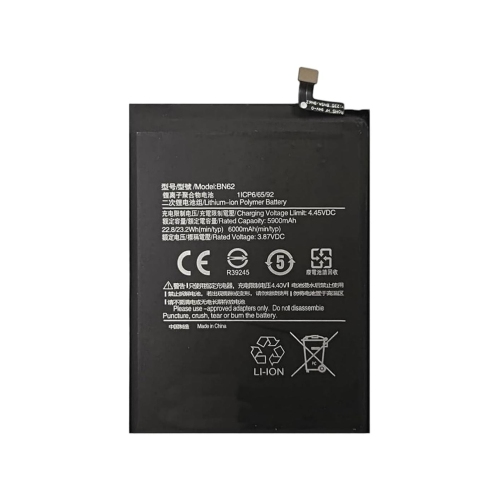 高容量电池 6000mAh BN62 Xiaomi Redmi 9T Redmi Note 9 4G Poco M3 M2010J19SG M2010J19SY M2010J19CG (DEJI 工厂生产，没Logo)