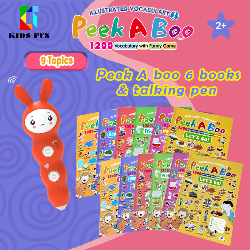 Peek A Boo Talking Pen Books Interactive English Learning for Kids 3-8 Years Vocabulary and Fun Games