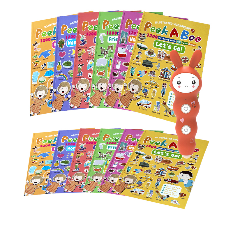 Peek A Boo Talking Pen Books Interactive English Learning for Kids 3-8 Years Vocabulary and Fun Games