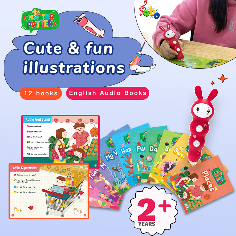English Learning Kit Touch Reading Pen and Chatter Patter Book Reader for Kids Study English