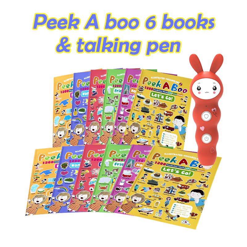 Peek A Boo Talking Pen Books Interactive English Learning for Kids 3-8 Years Vocabulary and Fun Games