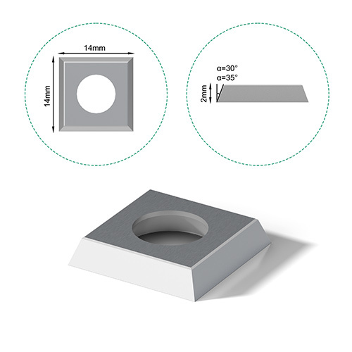 DiZiK Reversible Carbide Knives - 4 Cutting Edges 14x14x2.0 - Durable HW Turnover Blades,DiZiK Reversible Carbide Knives - 4 Cutting Edges 14x14x2.0 - Durable HW Turnover Blades