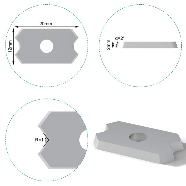 Carbide Scraper 20x12x2.0 R2 - Precision Edge Banding Tool - Long-Lasting Durability,Carbide Scraper 20x12x2.0 R2 - Precision Edge Banding Tool - Long-Lasting Durability