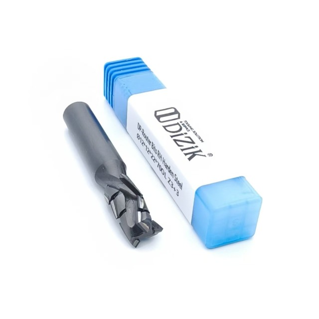 DiZiK HS053 PCD Nesting Bit - Hardened Steel Shank CNC Router Bit with Branded Packaging, Front View