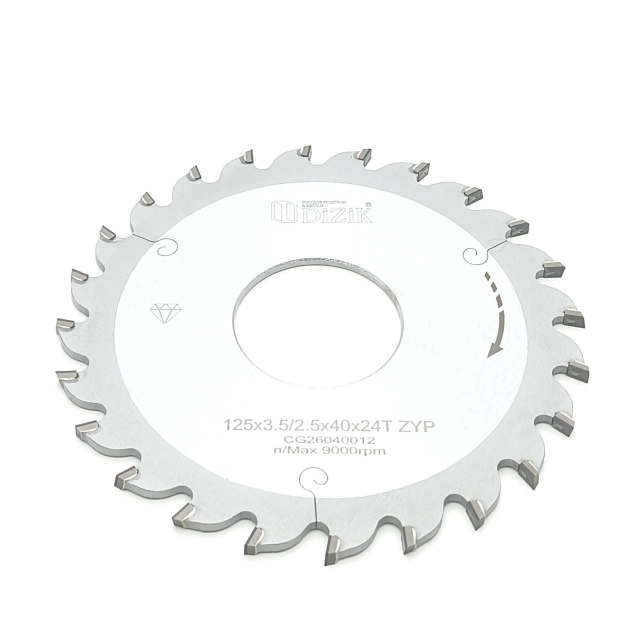 DiZik DPKCJ024 125x3.52.5x40x24T PCD diamond grooving saw blade, 3.5mm kerf for cabinet backboard slotting