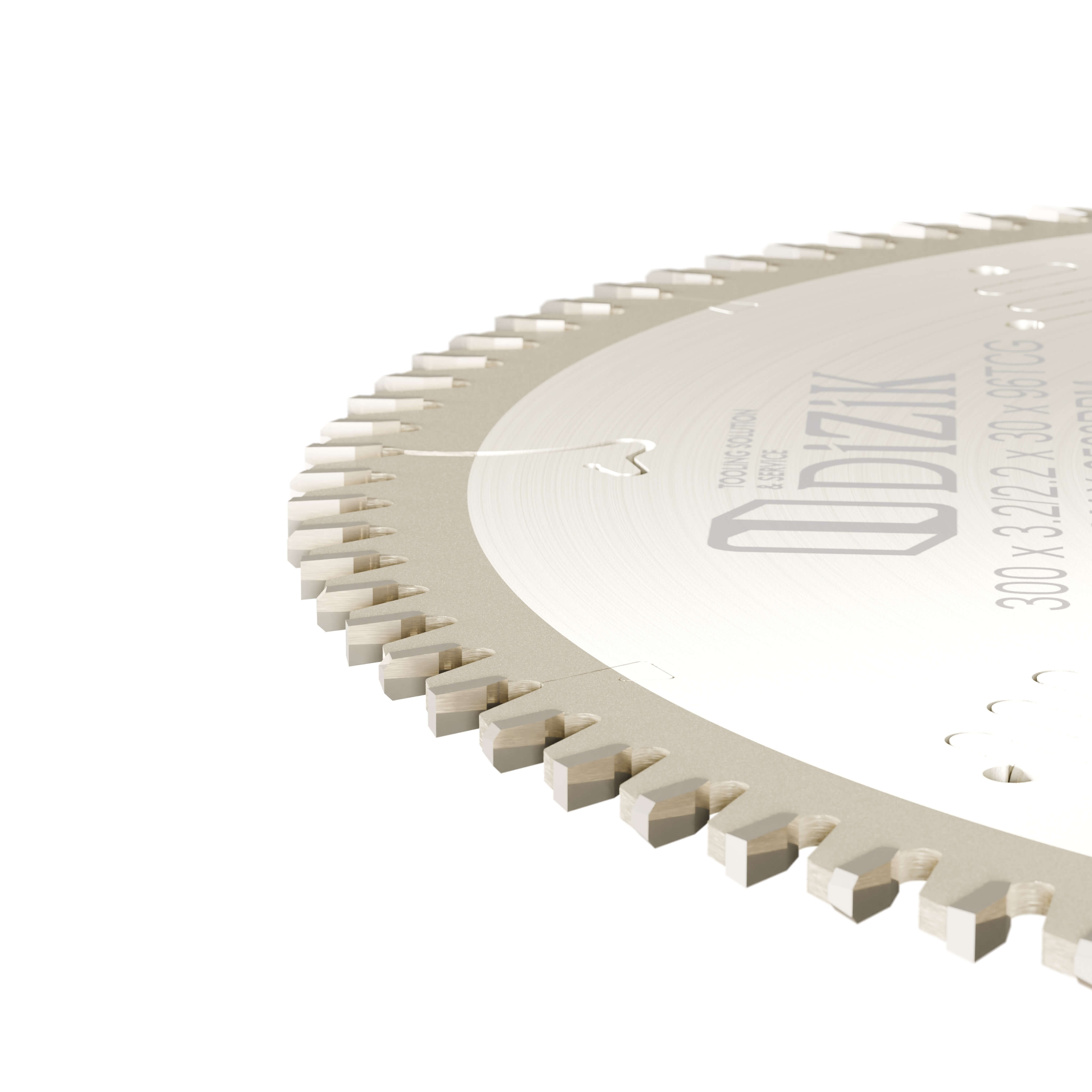 Detailed view of DiZiK Panel Saw Blade's additional features - Ideal for table sliding panel saws, 300x3.2x2.2x30 specification