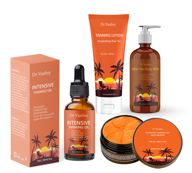 Tanning accelerator tanning kit(tanning oil, tanning accelerating lotion, tanning gel, after-tan body lotion)