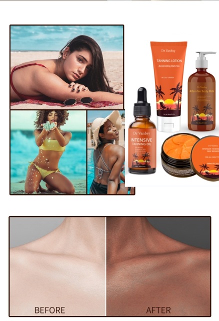 Tanning accelerator tanning kit(tanning oil, tanning accelerating lotion, tanning gel, after-tan body lotion)