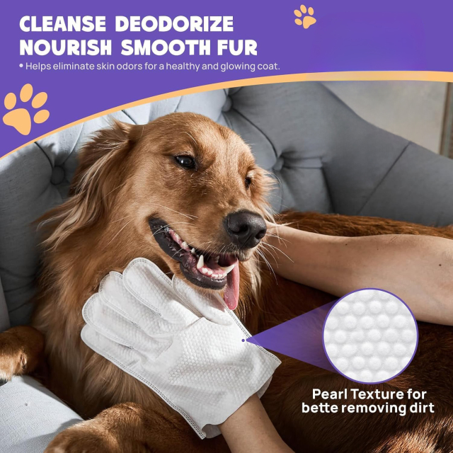 Pet Cleaning & Deodorizing Bath Glove Wipes