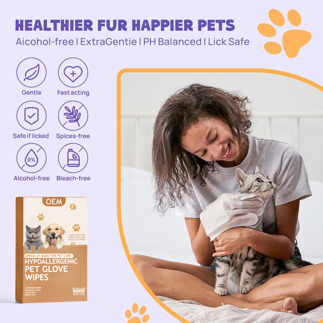 Pet Cleaning & Deodorizing Bath Glove Wipes