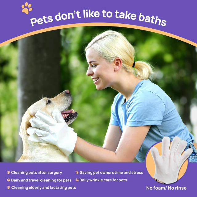 Pet Cleaning & Deodorizing Bath Glove Wipes
