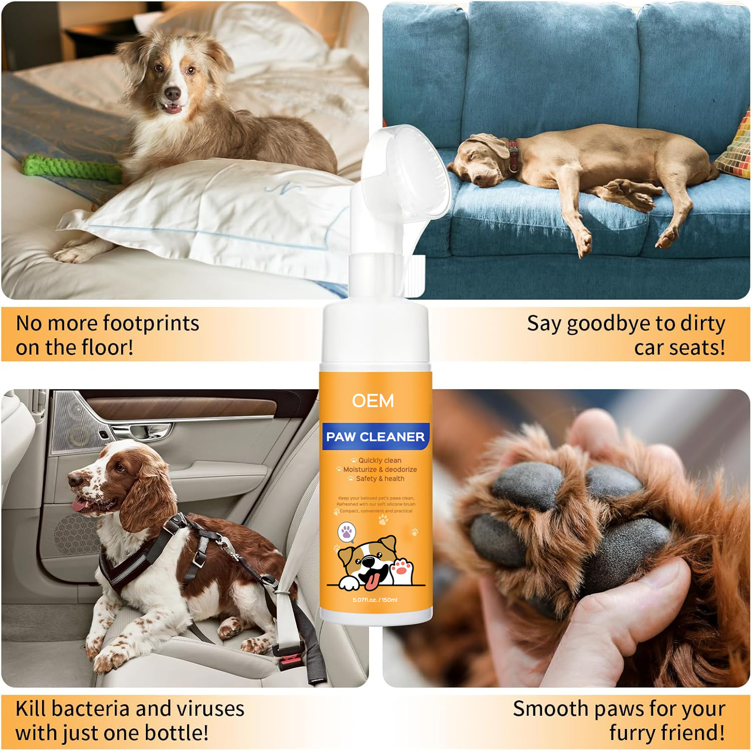 Pet Paw Cleaner No-Rinse Foaming