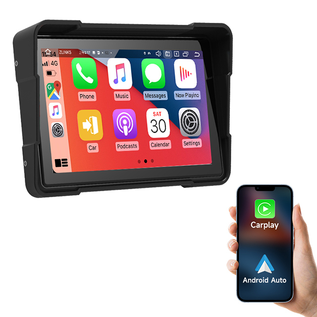 ZK-510 5  Inch Portable Motorcycle GPS Navigation Monitor Carplay Android Auto Waterproof
