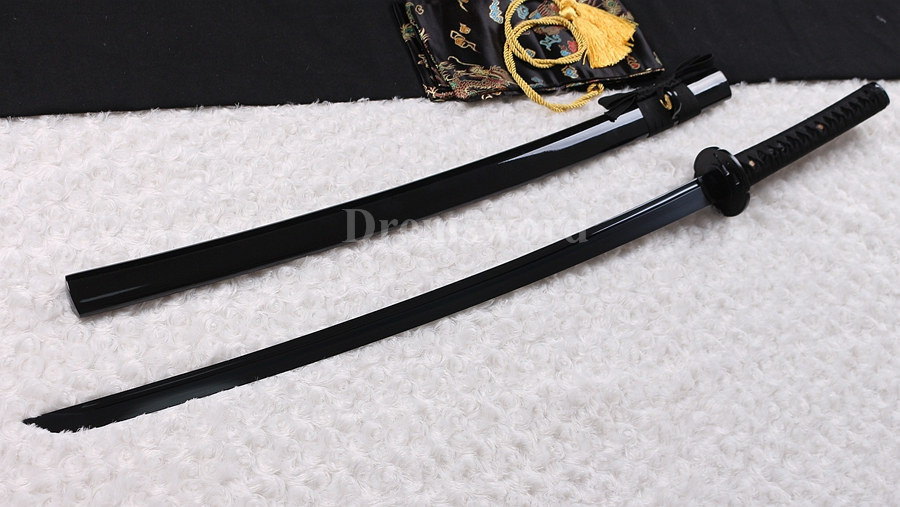 Black high carbon steel full tang japanese katana samurai sword sharp blade for real battle.