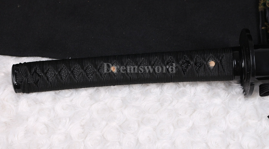 Black high carbon steel full tang japanese katana samurai sword sharp blade for real battle.