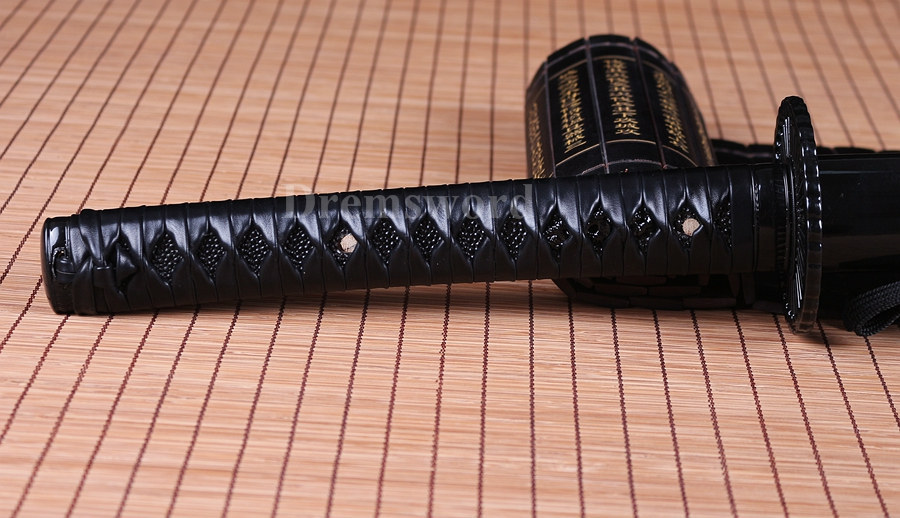 hand forged japanese samurai Katana sword black high carbon steel sharp blade.