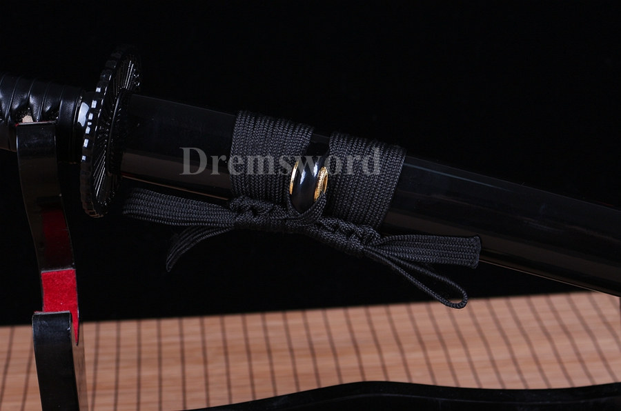 hand forged japanese samurai Katana sword black high carbon steel sharp blade.