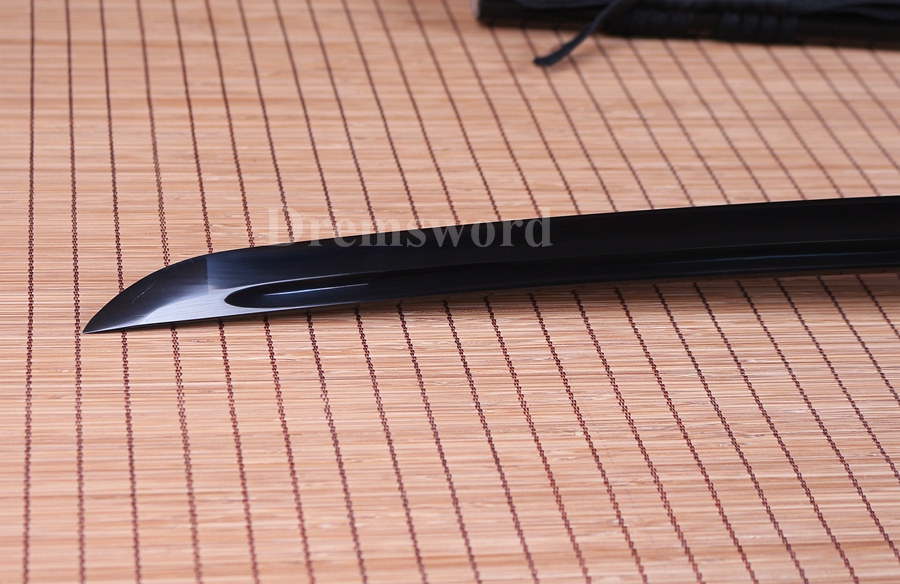 hand forged japanese samurai Katana sword black high carbon steel sharp blade.