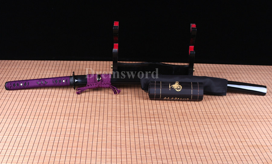 hand forged carbon steel black sharp blade real japanese samurai Katana sword.