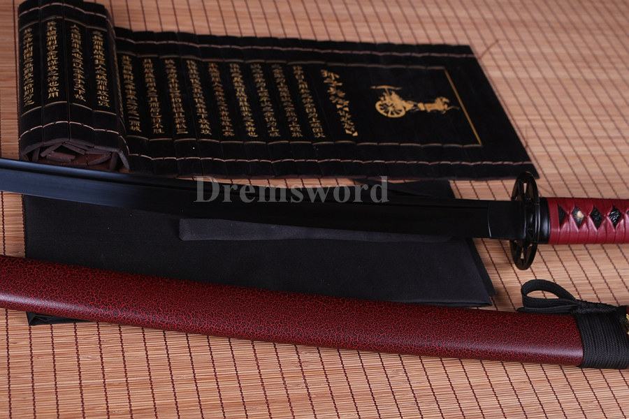 Japanese Katana Samurai Sword Full Tang Black high carbon Steel Sharp Blade.