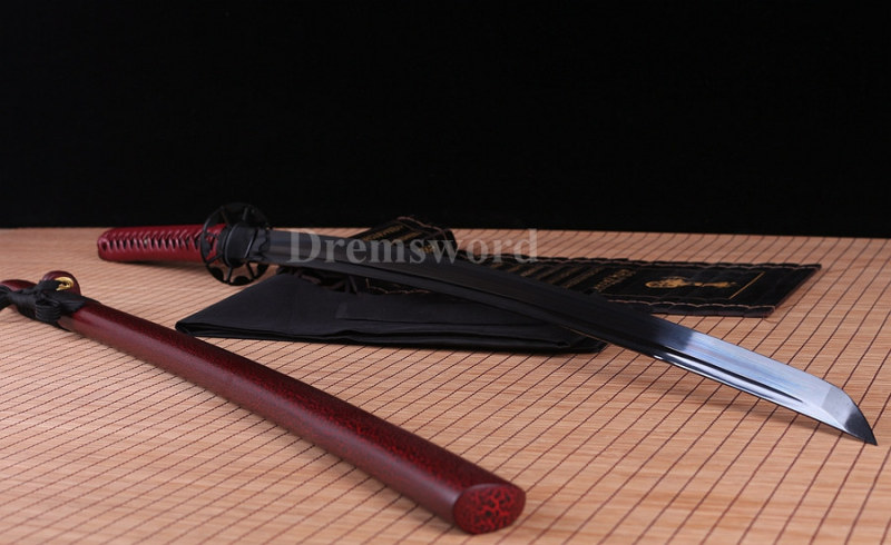 Japanese Katana Samurai Sword Full Tang Black high carbon Steel Sharp Blade.