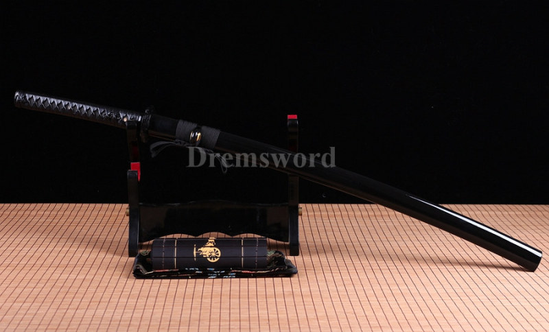 handmade japanese samurai Katana sword black carbon steel full tang sharp blade